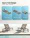 Foldable Outdoor Lounge Chair, No Assembly Patio Chaise Lounge Outdoor with 5-Positions, Aluminum Pool Lounge Chair with Portable Design for Pool, Beach, Deck, Backyard, Khaki