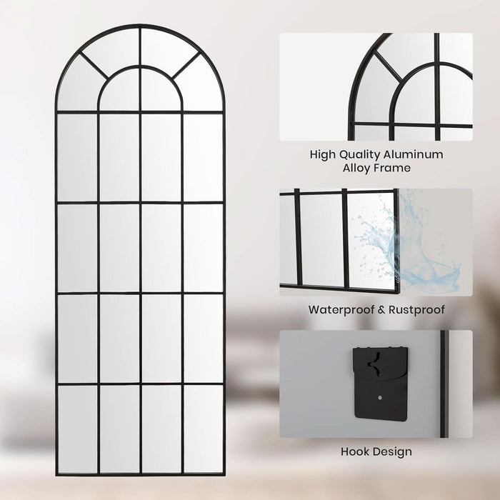 ElegantArched Windowpane 71x30 Full Length Mirror Black