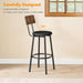 Bar Stools, Bar Stools Set of 3 with PU Upholstered, Bar Chairs with Footrest and Back, 26" Barstools for Kitchen Sland, Dining Room, Easy to Assemble, Rustic Brown and Black BF31BYP301G2