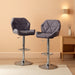 Breni Velvet Diamond Tufted Swivel Adjustable Height Barstools, Set of 2, Gray