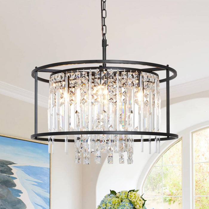 Black Modern Chandelier 23.6 Inch Dimmable Farmhouse