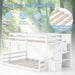 White SolidWood TwinOverFullBunkBed StairsGuardRails