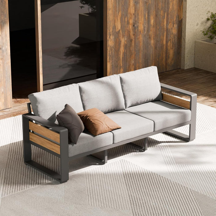 Aluminum Outdoor Patio Furniture-1 Pcs 3-Seat,Dark Gray