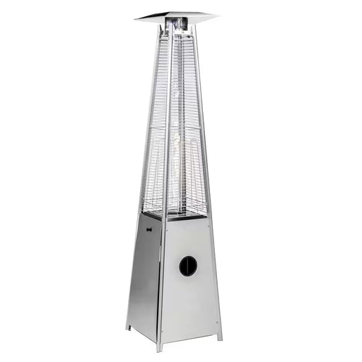 Outdoor 40,000 BTU Silver Propane Heater, Steel Pyramid Flame Heater