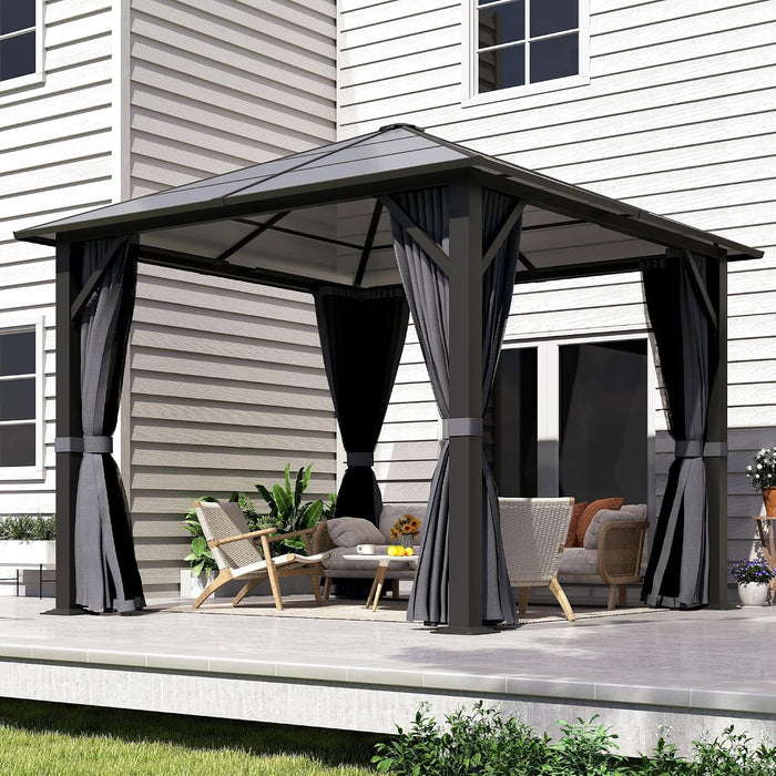 10x10 Ft Outdoor Gazebo Polycarbonate Roof SteelFrame
