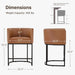 24" Counter Height Bar Stools Set of 4, Modern Barrel Counter Stools with Backrest and Arms, Faux Leather Upholstered Accent Barstools with Metal Legs for Kitchen Island,Brown