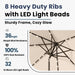 10FT Solar Umbrella 32 LED Lighted Patio Umbrella Table Market Umbrella W/Tilt and Crank, Uv-Resistant Outdoor Umbrella for Pool, Garden, Deck, Beige