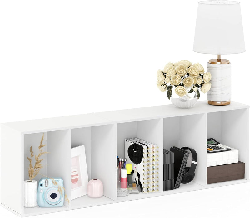 52-Inch Slim White Bookcase Featuring Open Shelves