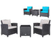 3 Pieces Rattan Patio Furniture Set with Washable Cushion