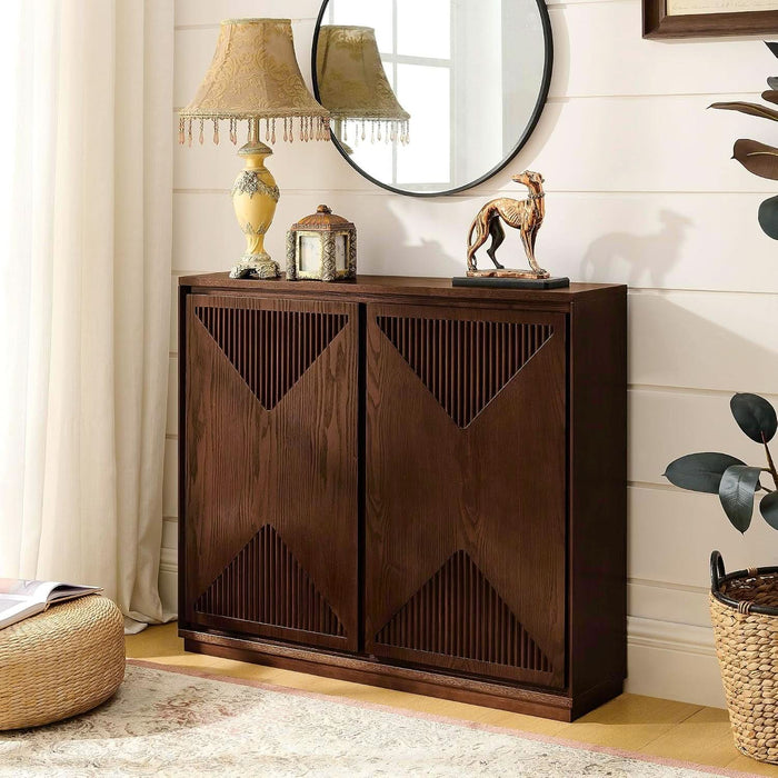 39" Narrow Sideboard Buffet Cabinet,Bar Cabinet Solid Wood Doors