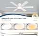 56 Inch Ceiling Fans with Lights, White Flush Mount Ceiling Fan with Light and Remote/App Control, 3Cct,Dimmable, Noiseless, Low Profile Ceiling Fan for Bedroom, Patio, Indoor/Outdoor Use