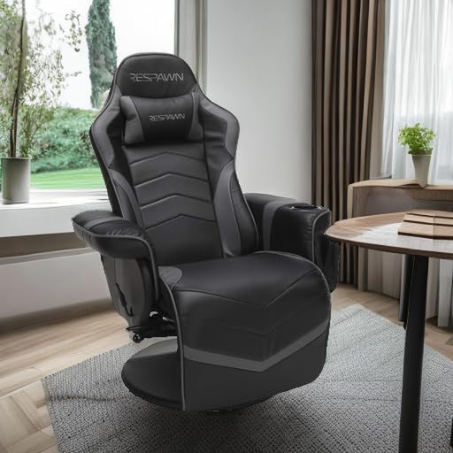 900 Gaming Recliner - Video Games Console Recliner Chair, Computer Recliner, Adjustable Leg Rest and Recline, Recliner with Cupholder, Reclining Gaming Chair with Footrest - Gray