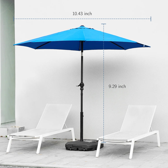 9FT Outdoor Patio Umbrella with Push Button Tilt and Crank Handle, Market Umbrella with 8 Sturdy Umbrella Ribs, UV Protection, Waterproof, Blue