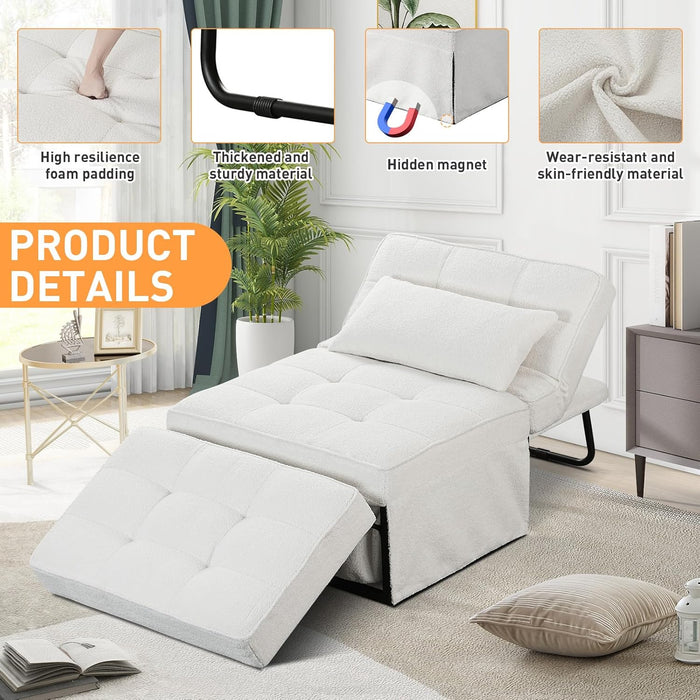 Beige Convertible Sofa Bed With Adjustable Backrest