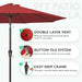 9FT Outdoor Patio Umbrella, Market Umbrella, Red