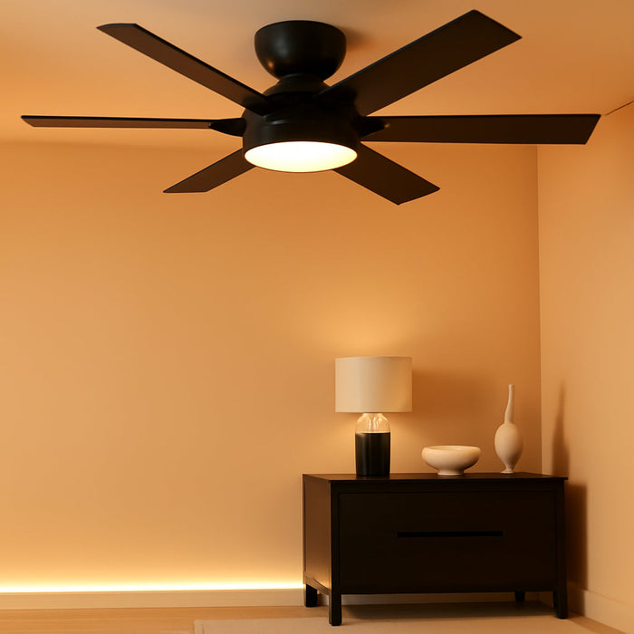 46" Low Profile Ceiling Fans with Lights and Remote,Black Indoor Ceiling Fans with Quiet Reversible DC Motor, Modern Flush Mount Fans Light for Bedroom Kitchen