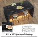 63" Large Imitation Marble Dining Table for 4-6 People(Patent Pending) | Island Table with LED Light,Mordern Marble Stripes Kitchen Dining Table with Grille Design for Dining Room,Living Room(Black)
