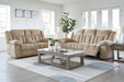 Tip-Off Classic Wall Hugger Power Reclining Sofa with Adjustable Headrest and USB Ports, Light Brown