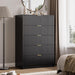47" Tall Fluted 5-Drawer Dresser for Bedroom, Black