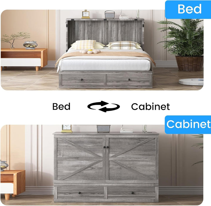Queen Murphy Cabinet Wallbed With Mattress Included