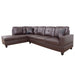 Modern Faux Leather Sectional Couch and Sofa Set, L Shaped Sectional Sofa, Living Room Furniture Sets, Brown(No Ottoman)