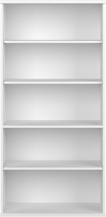 Studio C Tall 5 Shelf Bookcase in White, Large Bookshelf for Home or Professional Office