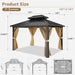 10 X 12 Ft Hardtop Gazebo, Galvanized Steel Double Roof with Curtains and Netting, Aluminum Frame Patio Gazebo for Patio, Garden and Lawn