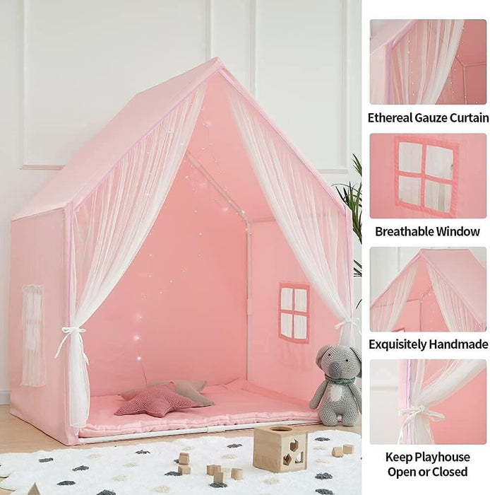 Delightful Indoor & Outdoor Playhouse Tent - Large Pink Kids Castle 52" X 60"