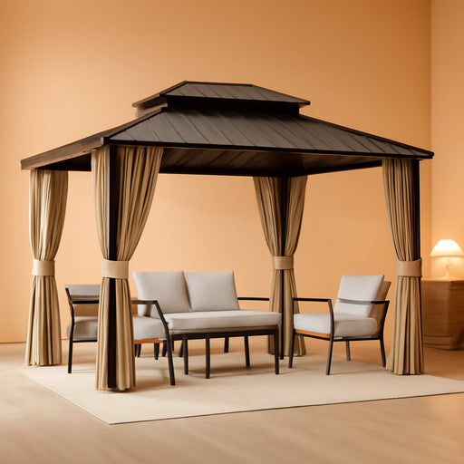 12x10 Hardtop Gazebo Aluminum Frame Weatherproof Durable