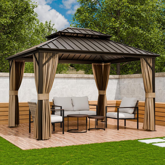 12x10 Hardtop Gazebo Aluminum Frame Weatherproof Durable