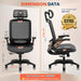Ergonomic Office Chair, High Back Home Desk Chair with 2D Flip-Up Arms, 3D Headrest, 90-120° Tilt and Wide Cushion, Big and Tall Mesh Chairs for Man Woman, Computer Task Chair Dark Wood Grain
