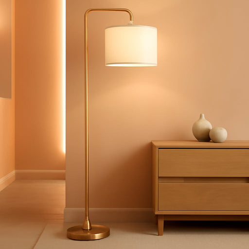 [Upgraded] LED Floor Lamp for Living Room, 3 Color Temperature Floor Lamp with Foot Switch Modern Standing Lamp Tall Pole Floor Reading Lamp for Bedroom, Study Room, Office, 9W Bulb Included, Gold