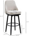 Bar Height Bar Stools Set of 2, Modern 360° Swivel Barstools, 29.5 Inch Seat Height Upholstered Kitchen Chairs with Steel Legs and Footrest, Cream White