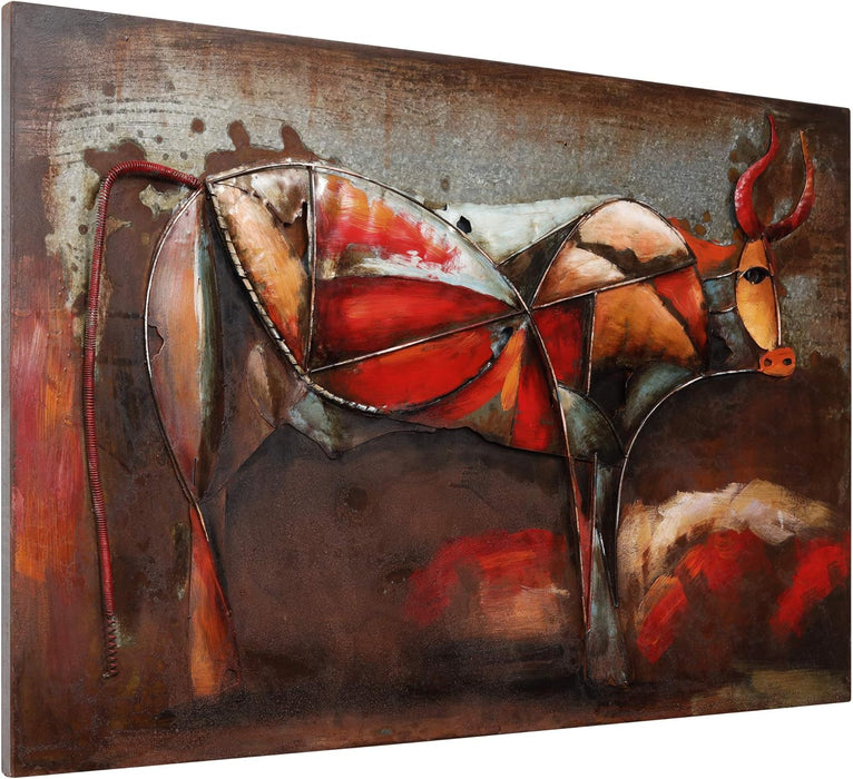 Cattle Mixed Media Iron Hand Painted 3D Wall Art, 32" X 48" X 2.8", Ready to Hang