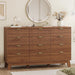 Fluted Dresser for Bedroom with 12 Drawers, 57" Wide Modern Chest of Drawers with Metal Handle, Wooden Dresser TV Stand, Wood Closet Clothes Storage Organizer for Living Room, Hallway, Walnut