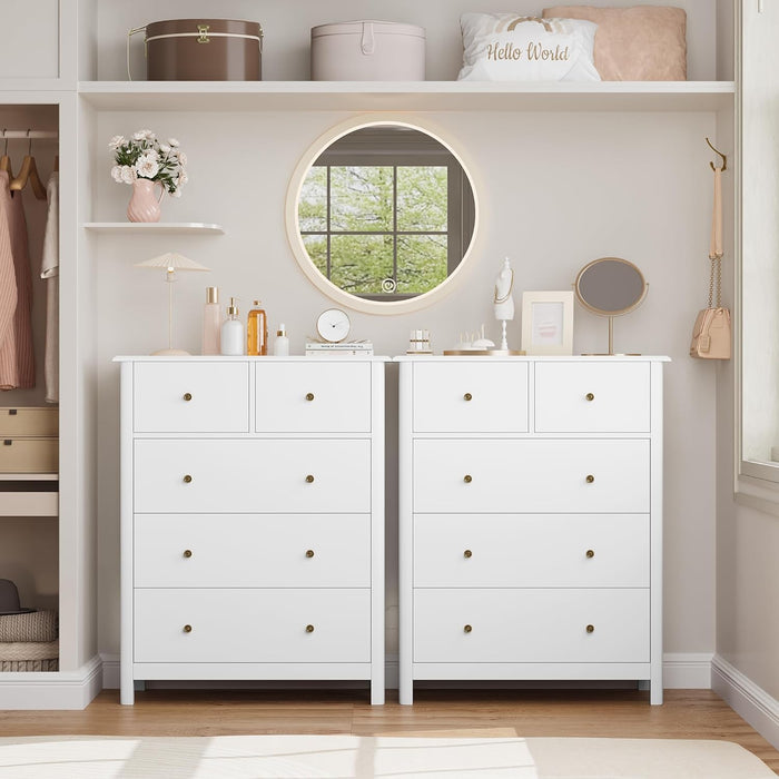 White 5-Drawer Dresser with Deep Space