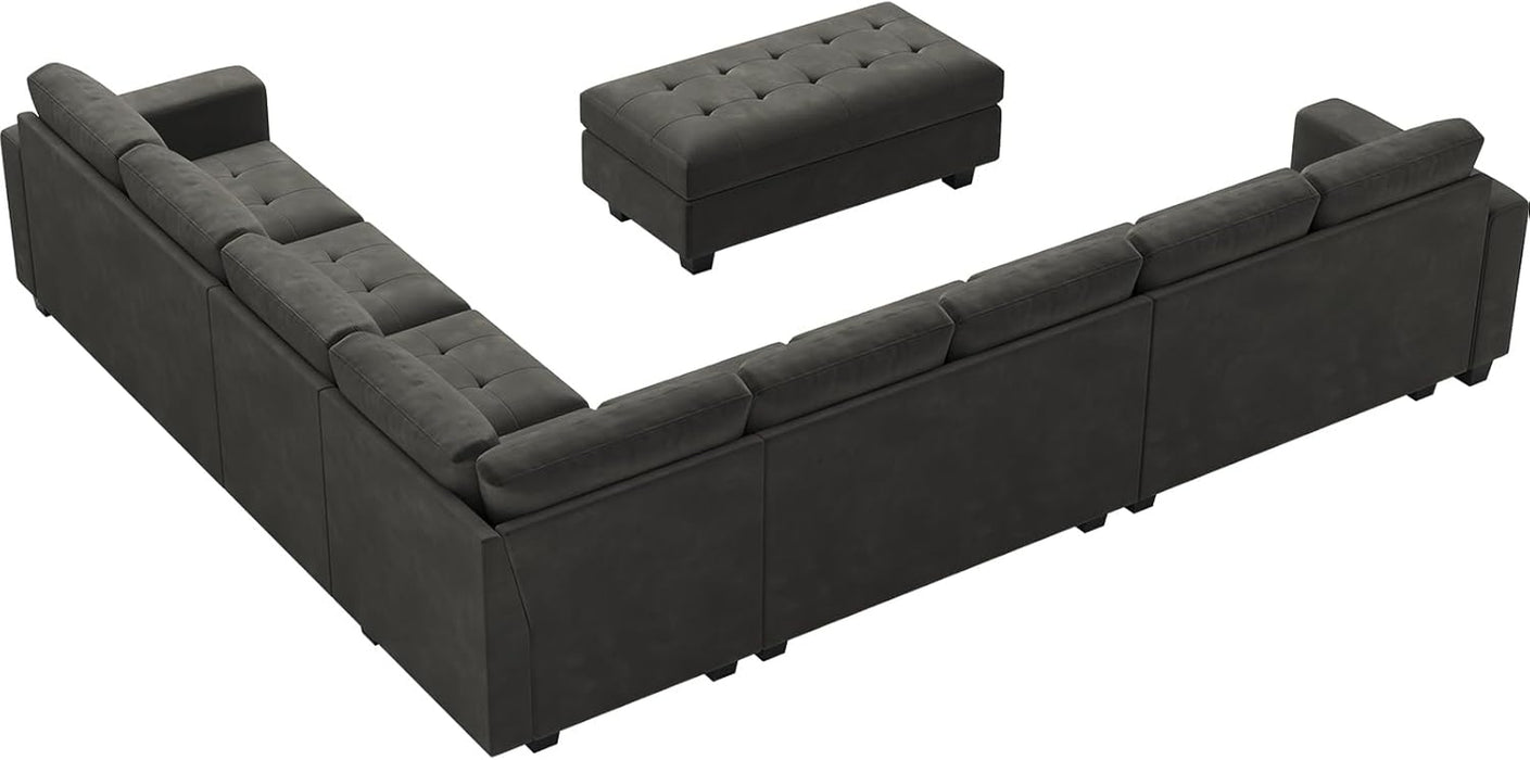 Grey Modular Sectional Sofa L-Shaped, Oversized, Storage