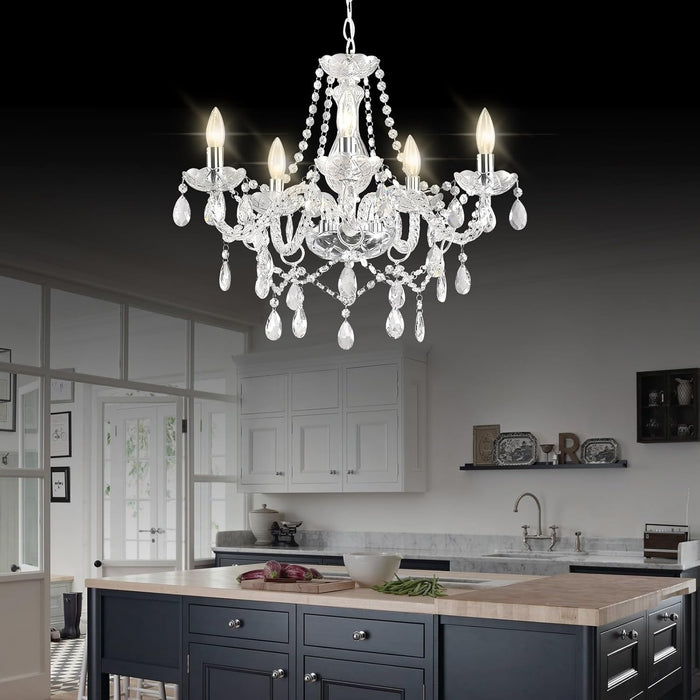 Farmhouse 5 Light K9 Crystal Chandelier PendantLightFixture