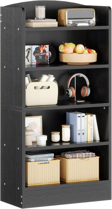 5 Shelf Bookcase, 47" Wood Tall Bookshelf and Bookshelves, Multifunctional Storage Organizer Shelving for Bedroom Library Living Room Home Office, Black