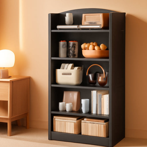 5 Shelf Bookcase, 47" Wood Tall Bookshelf and Bookshelves, Multifunctional Storage Organizer Shelving for Bedroom Library Living Room Home Office, Black