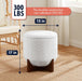 Decor round Ottoman with Storage, Boucle White Teddy round Vanity Chair Stool Ottoman Pouf with Storage for Living Room and Bedroom