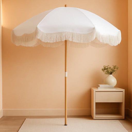 Boho Fringe Umbrella, 6.5Ft Canvas Umbrella