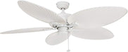 Ceiling Fans Palm Island Tropical 52 Inch Ceiling Fan, Outdoor Ceiling Fan with Pull Chain, Dual Mount 5 Palm Leaf Blade Design, ETL Wet Rated, White (50200-01)