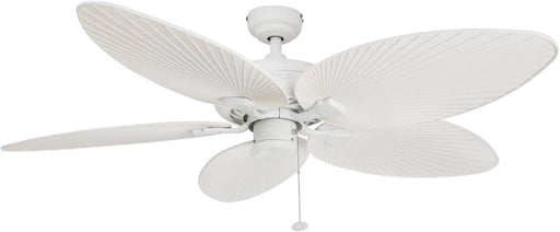 Ceiling Fans Palm Island Tropical 52 Inch Ceiling Fan, Outdoor Ceiling Fan with Pull Chain, Dual Mount 5 Palm Leaf Blade Design, ETL Wet Rated, White (50200-01)