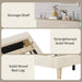 Full Bed Frame with Adjustable Headboard & LED, Upholstered, Beige