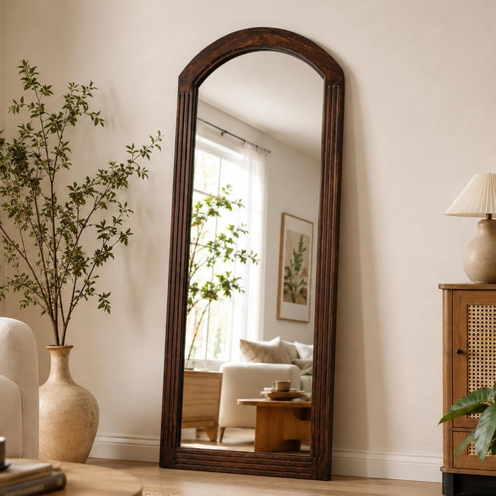 63" X 24" Arched Full Length Mirror with Solid Wood Frame