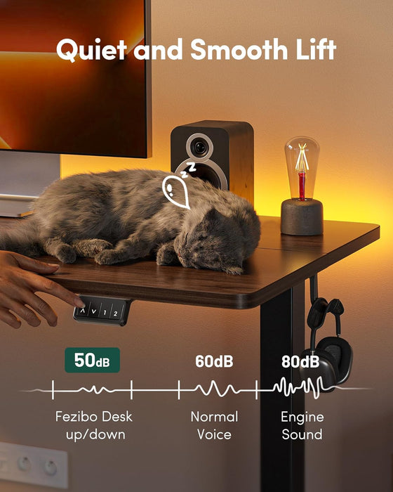 Electric Standing Desk, Height Adjustable Stand up Desk, 55 X 24 Inches Sit Stand Home Office Desk, Computer Desk, Black Walnut