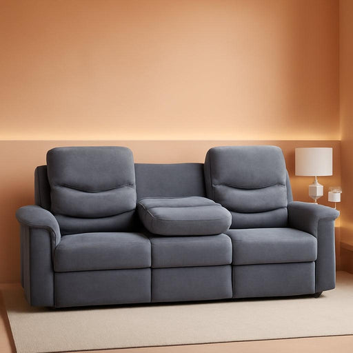 Reclining Sofa, Recliner Sofa 3 Seater with Flipped Middle Backrest, 2 Cup Holders, Manual Wall Hugger Couches for Living Room, Home Theater Seating Loveseat Recliner Sofa