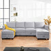 Modular Convertible U-Shaped Sectional Sofa with Reversible Chaise Sectional Sofa with Ottoman - Linen Upholstery, Gray