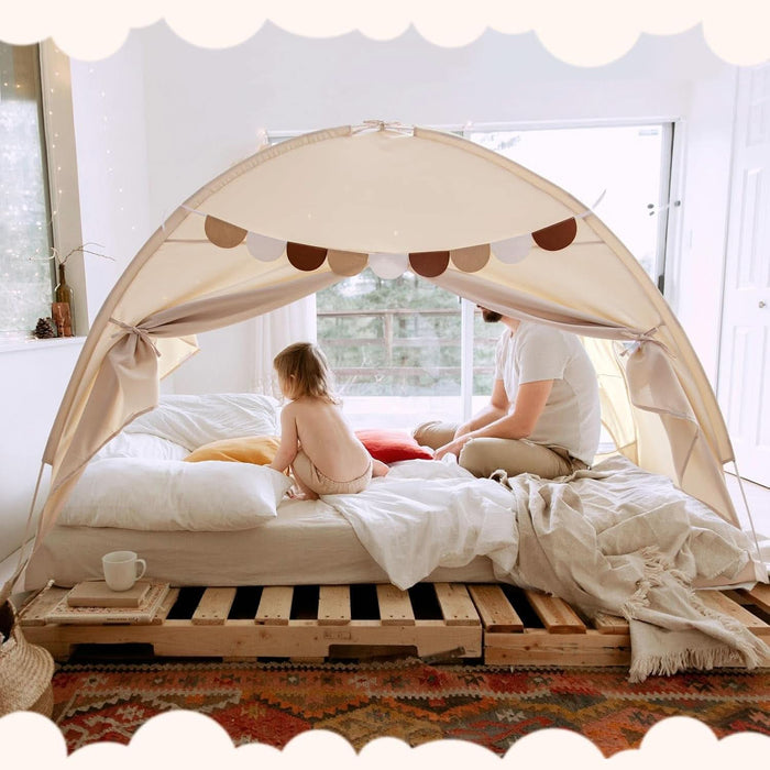 Full Size Bed Canopy Toddler Bed Tents for Kids Dream Tent on Bunk Bed Privacy Space Blackout Sleeping Playhouse Tents Indoor Portable Drafty House for Boys Girl Birthday